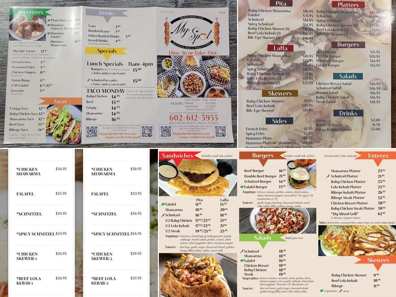 My Spot Mediterranean Grill Menu