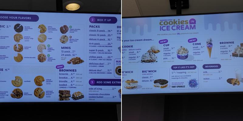 Insomnia Cookies Menu