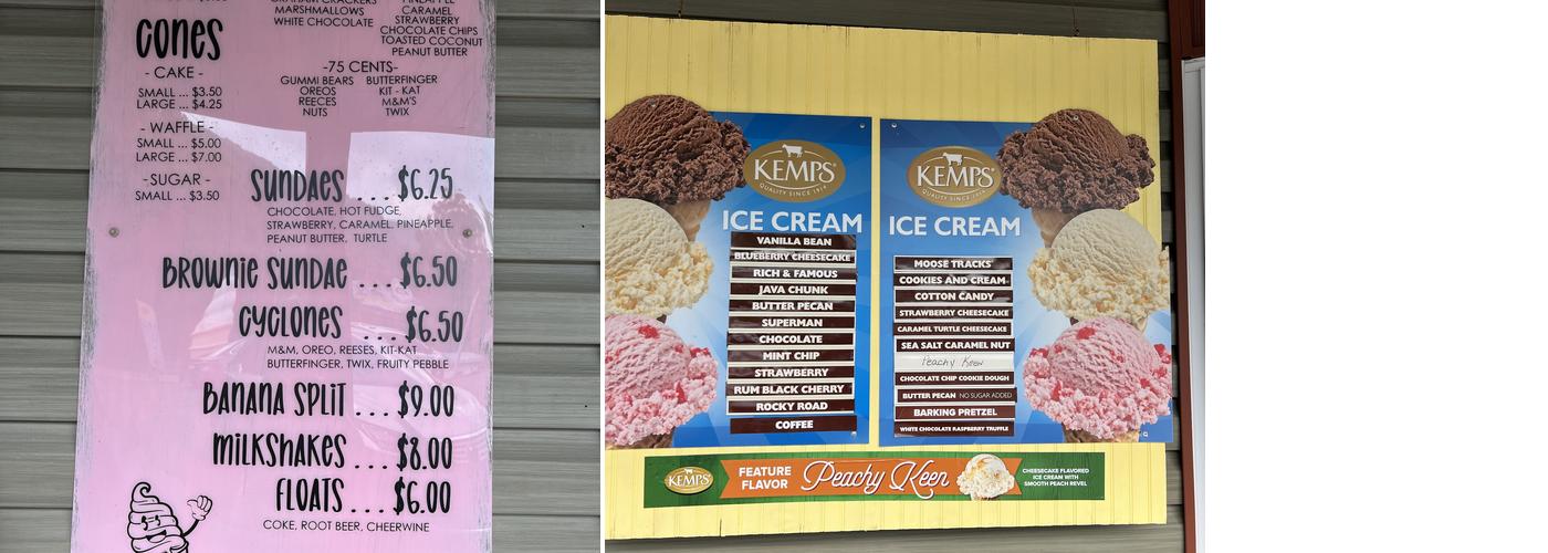 Sugar Cream Ice Cream Parlor Menu