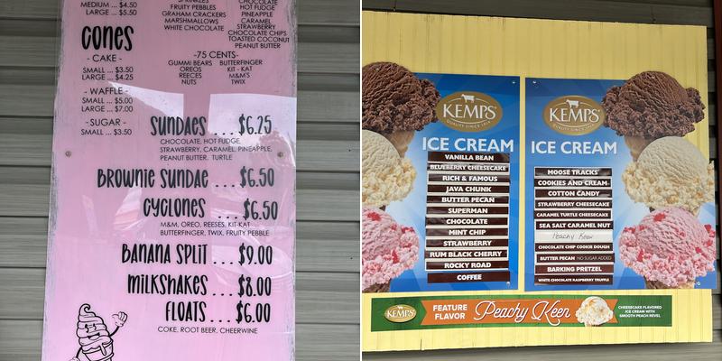 Sugar Cream Ice Cream Parlor Menu