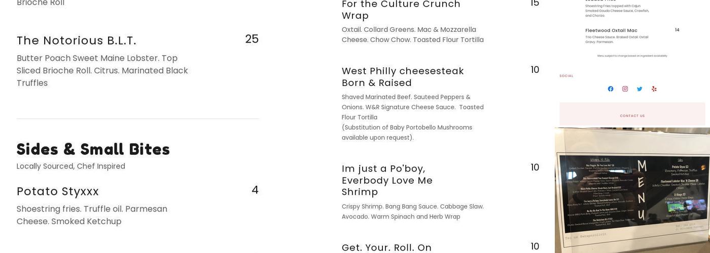 Wrap'N’Roll Menu