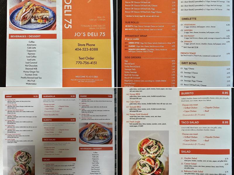 Jo's Deli 75 Menu