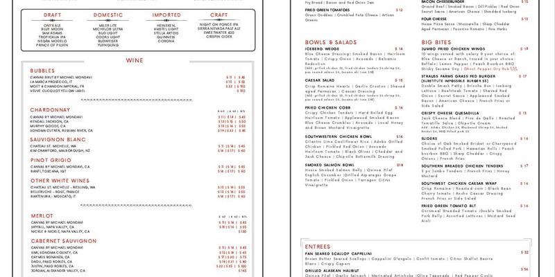 Onyx at the Grand Menu