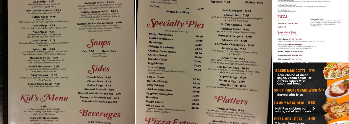 Mike's Pizzeria Menu