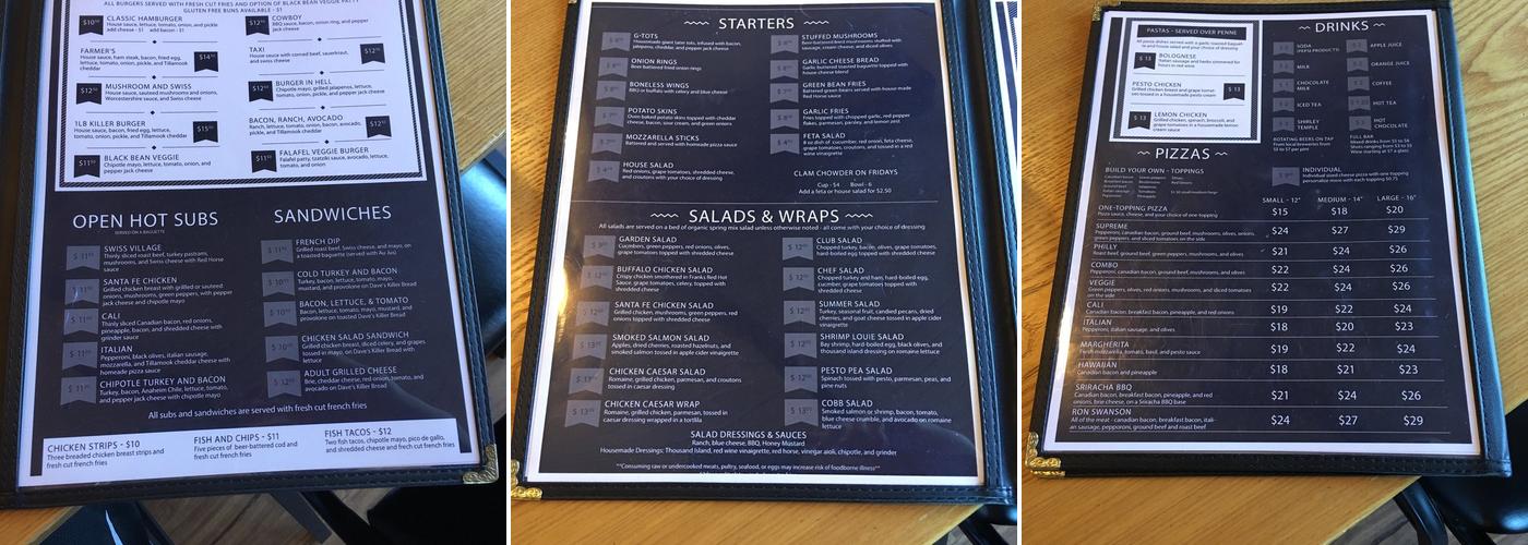 North Fork Station Menu