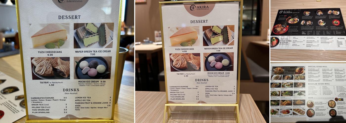 Akira Ramen & Izakaya Menu
