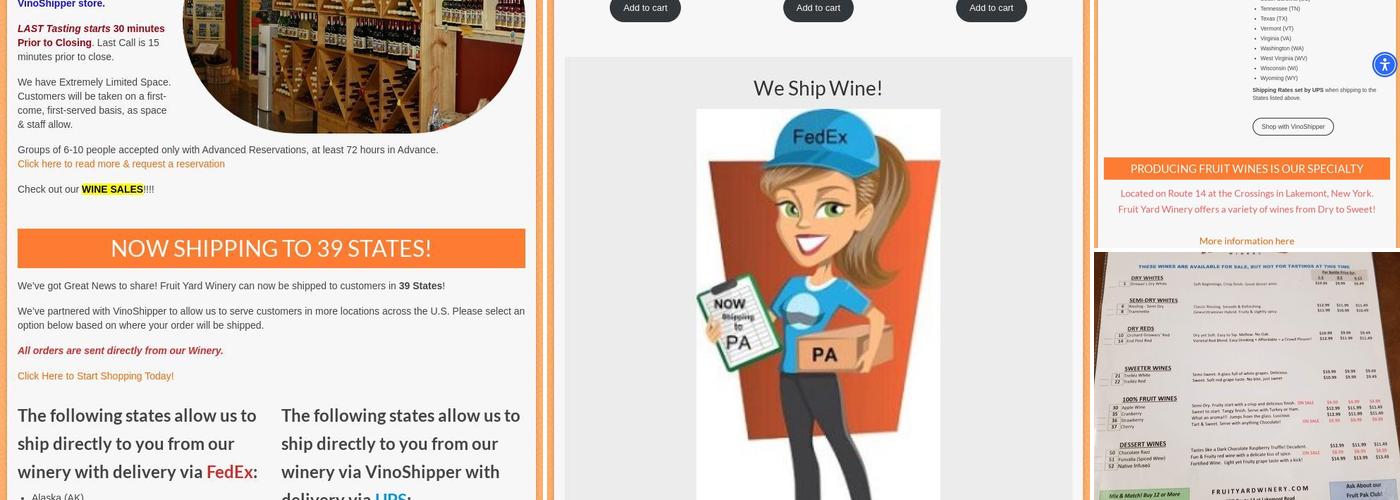 Fruit Yard Winery Menu