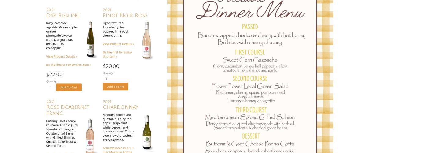 McGregor Vineyard Menu