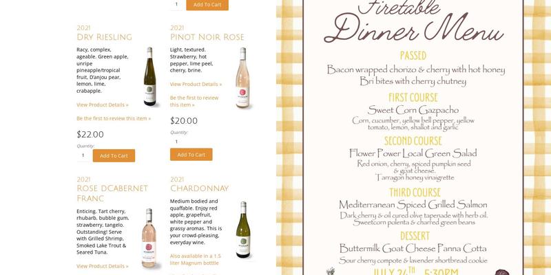 McGregor Vineyard Menu