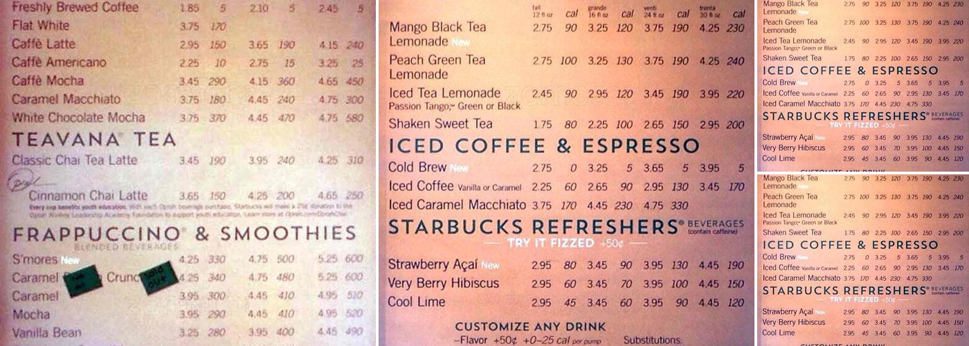 Starbucks Menu