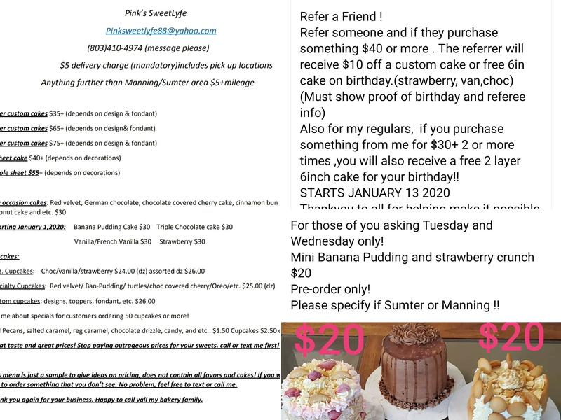 Pink's Sweet Lyfe Menu