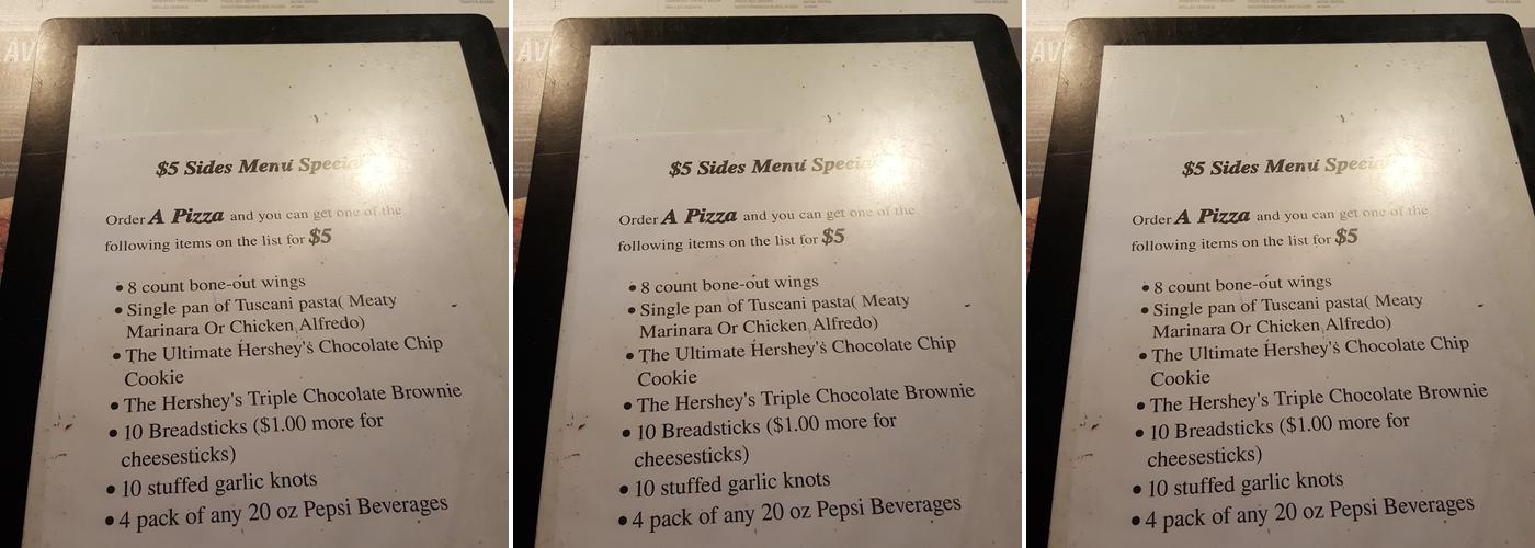 Pizza Hut Menu