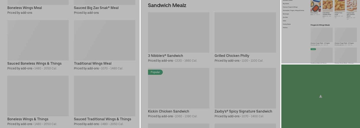 Zaxbys Chicken Fingers & Buffalo Wings Menu