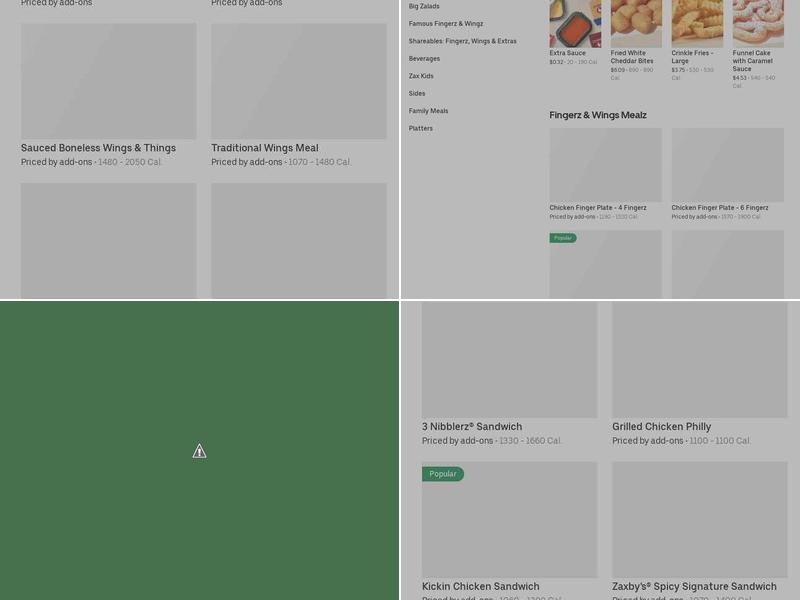 Zaxbys Chicken Fingers & Buffalo Wings Menu