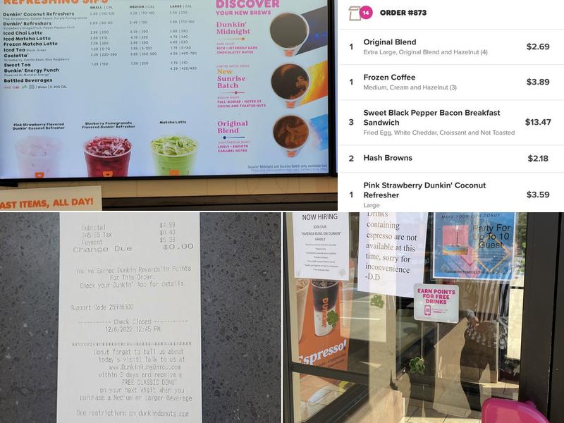 Dunkin' Menu