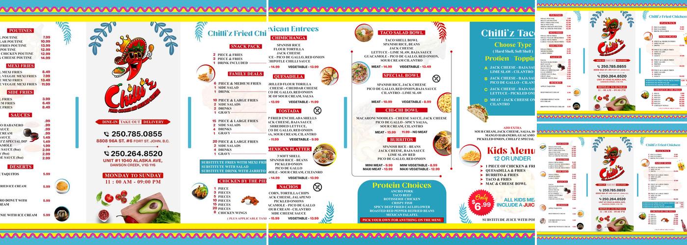 Chilliz Fried Chicken and Mexican Cantina Menu
