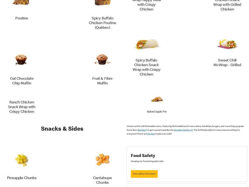 McDonald’s Fort Nelson Menu