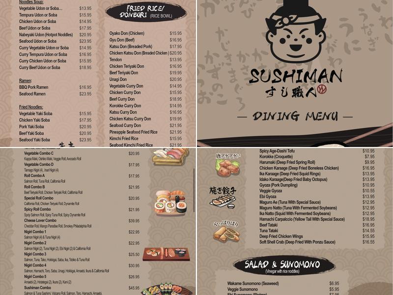 Sushiman Japanese Restaurant Menu