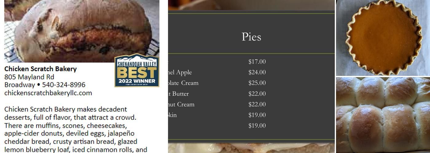 Chicken Scratch Bakery LLC Menu