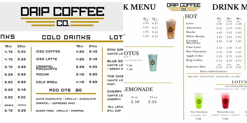 Drip Coffee Co. Menu