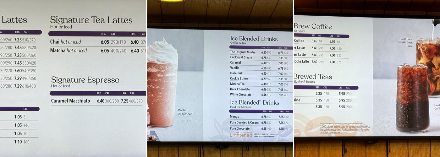 The Coffee Bean & Tea Leaf Menu