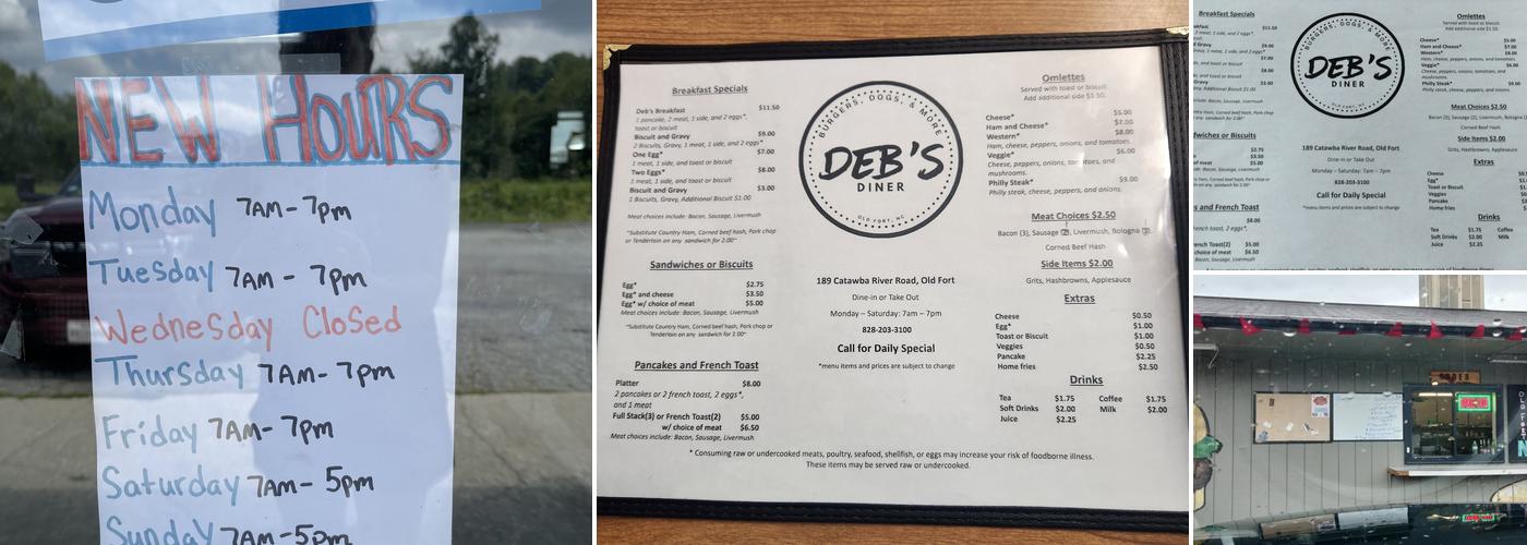 Deb's Diner Menu