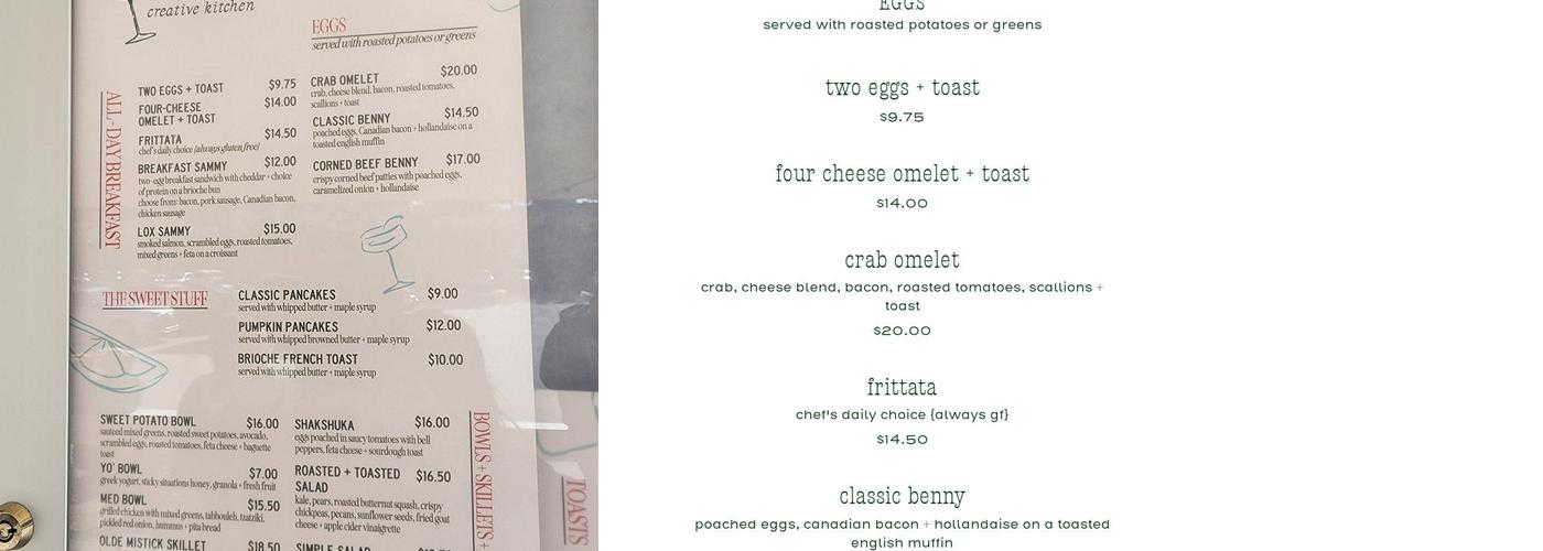 toast + tonic creative kitchen Menu
