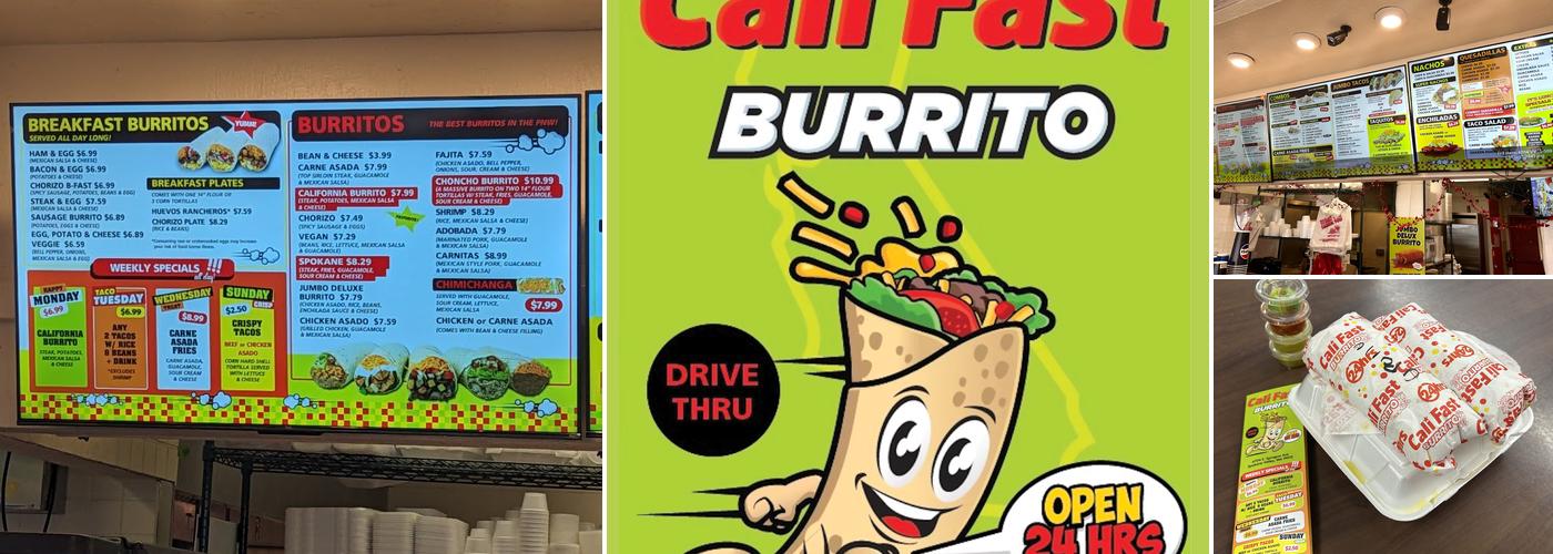 Cali Fast Burrito Menu