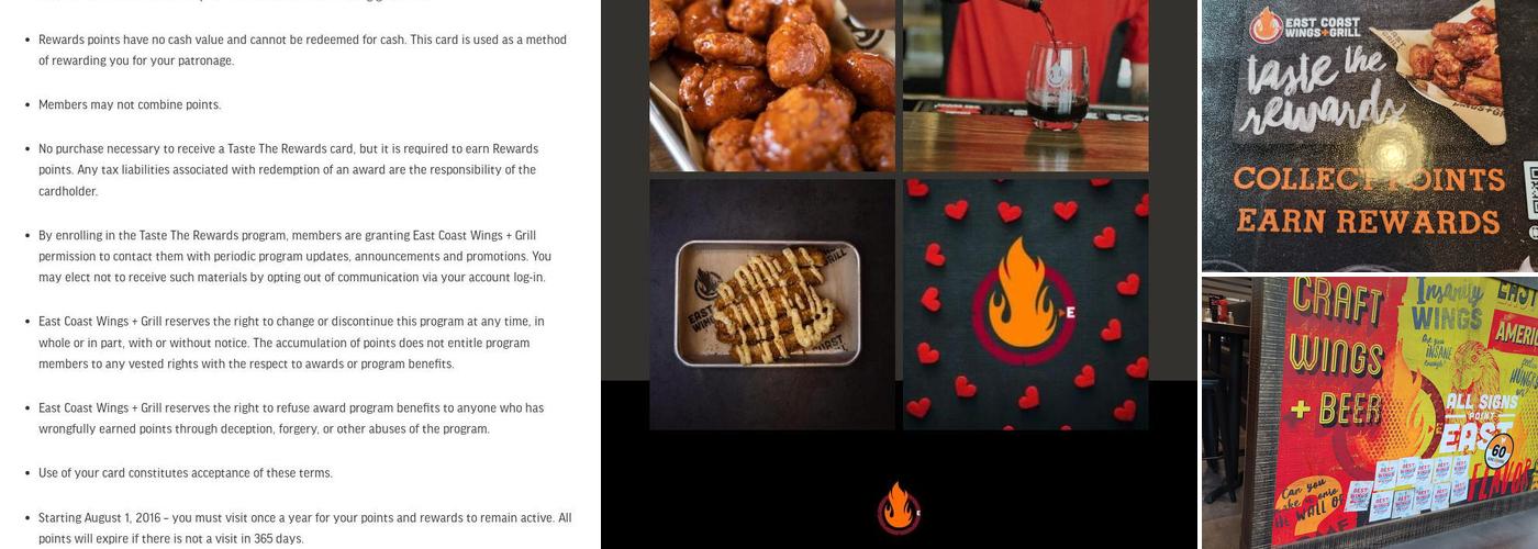 East Coast Wings + Grill Menu