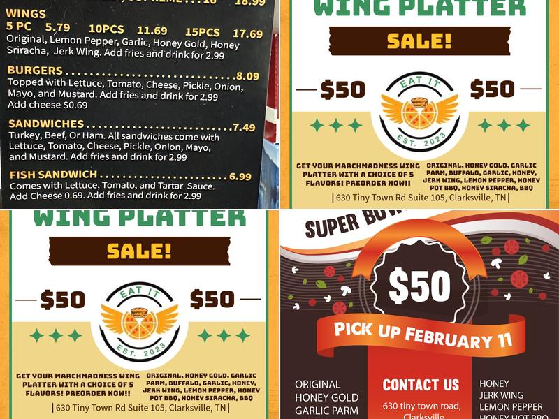 EAT IT INC OF CLARKSVILLE Menu