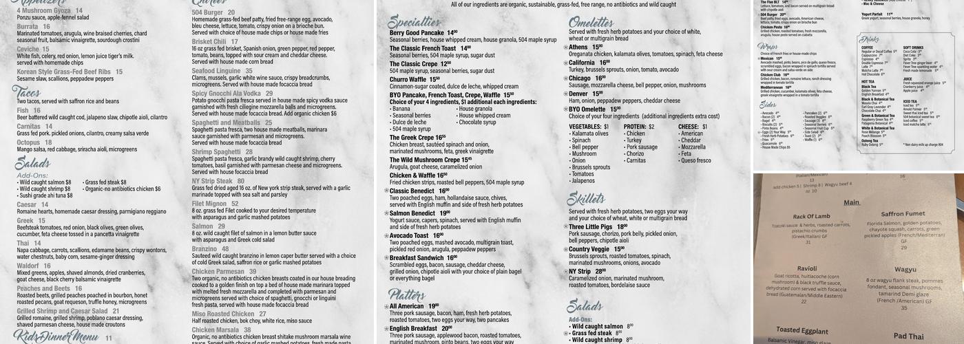 Five O Four Kitchen Menu