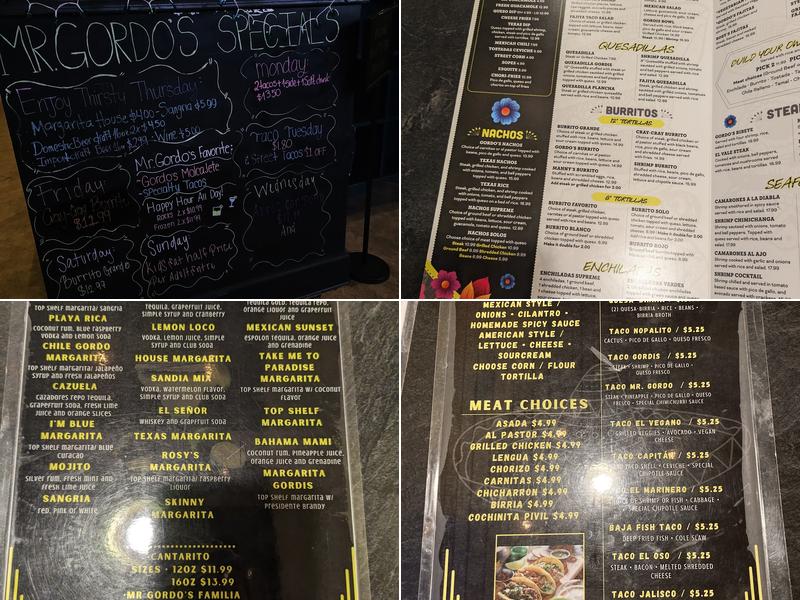 Mr. Gordo's Tacos and Cantina Menu