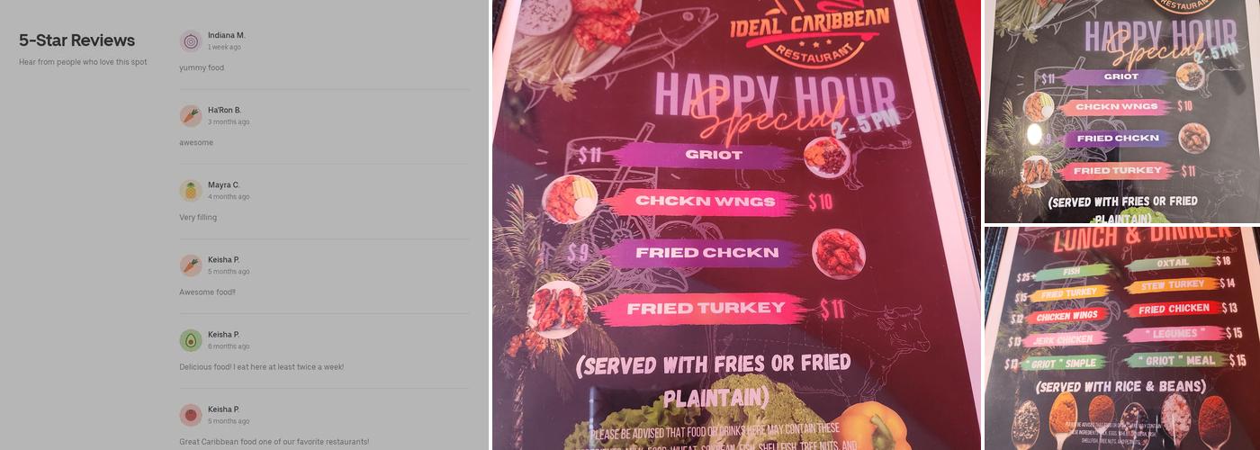 Ideal Caribbean restaurant Menu