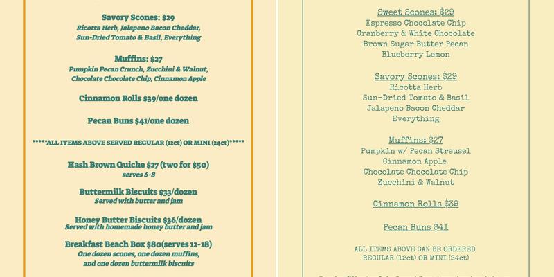 OBX Wake & Take Menu