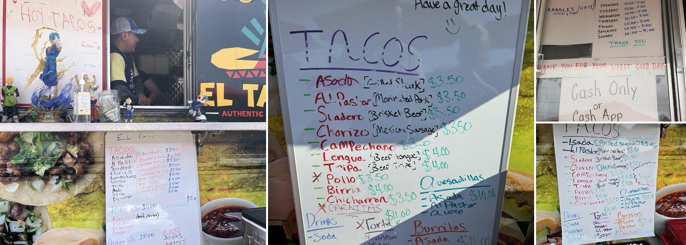 El Taco-T Menu