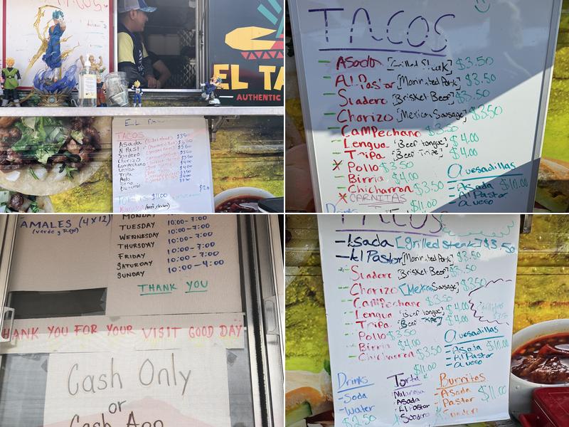 El Taco-T Menu