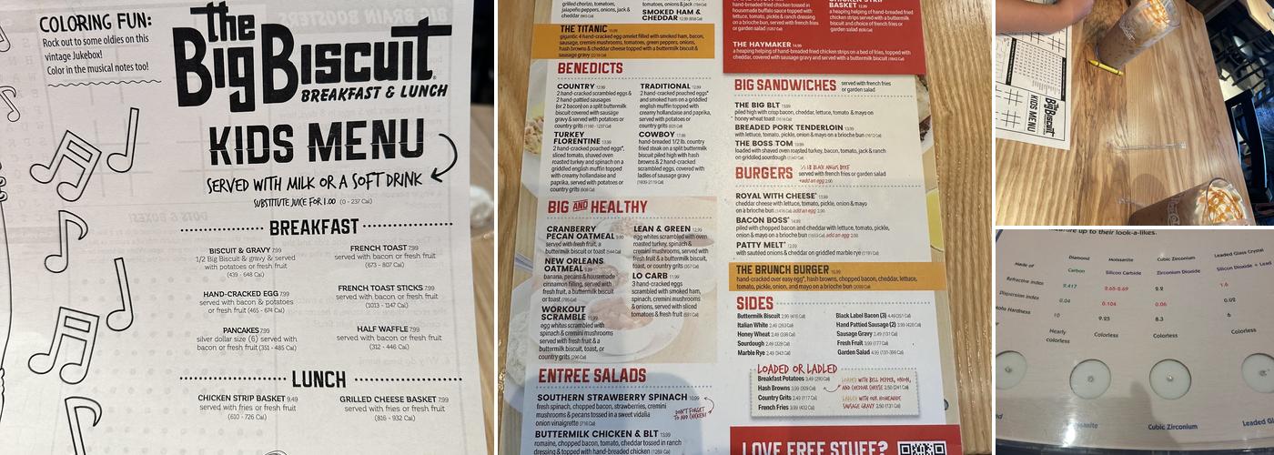 The Big Biscuit Menu