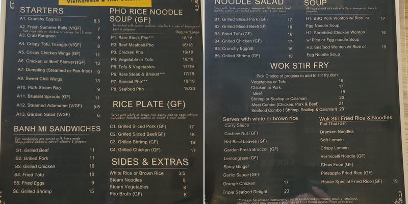Yarmouth Rice and Noodle Menu