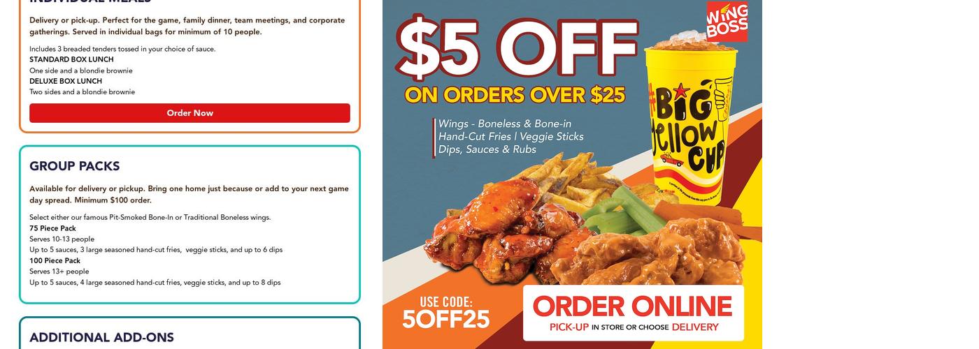 Wing Boss Menu