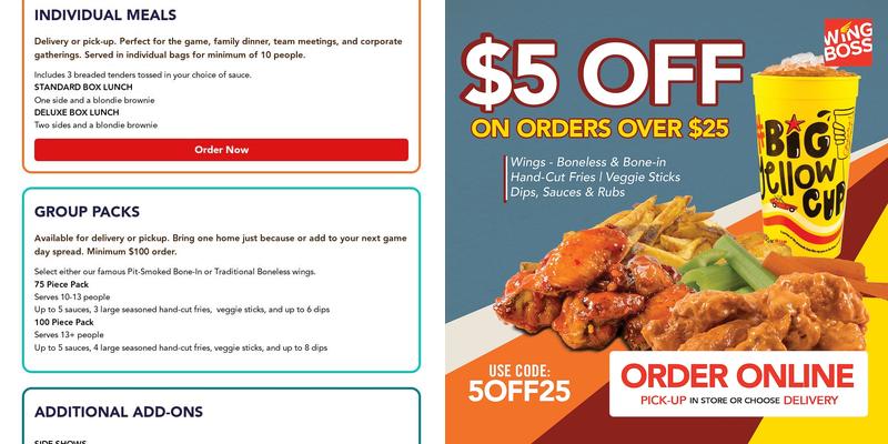 Wing Boss Menu