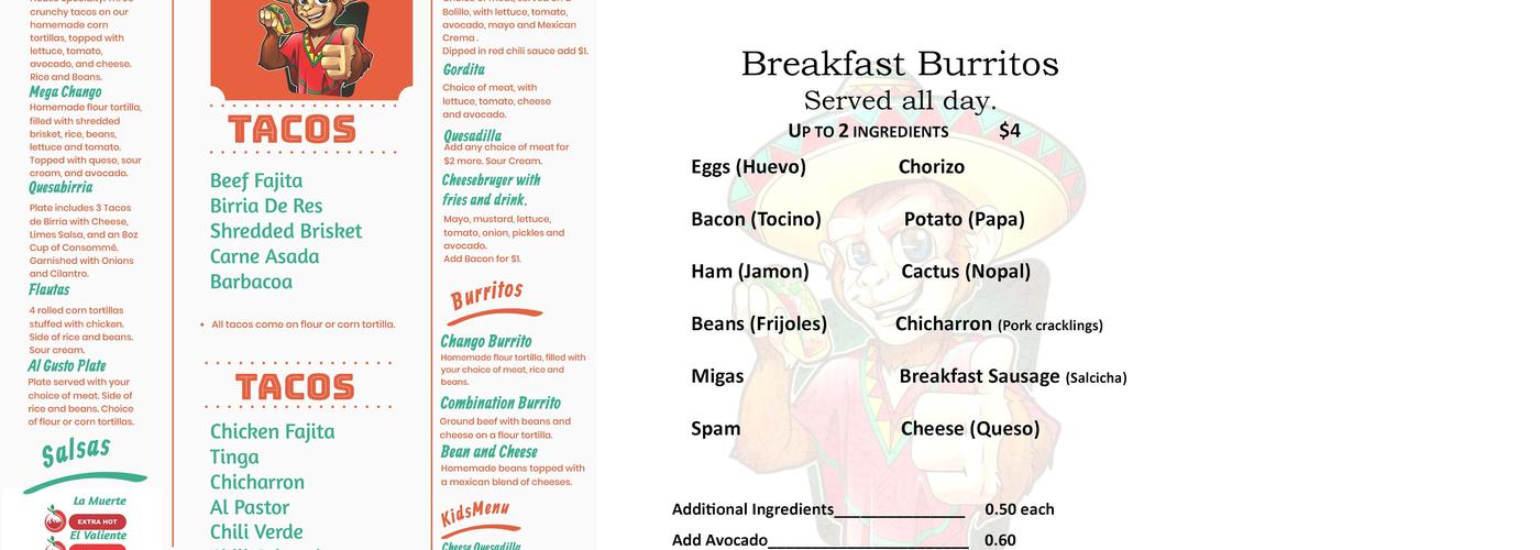 Taco Chango Menu