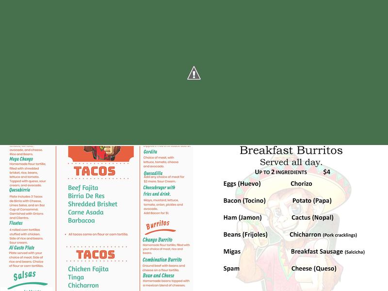 Taco Chango Menu