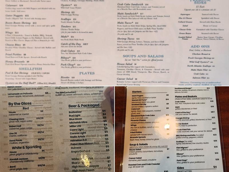 Tabby House Oyster Bar Menu