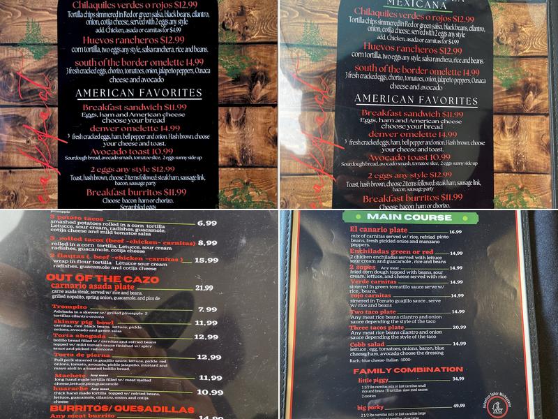 El Canario Carnitas Menu