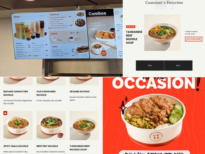 Bafang dumpling Menu