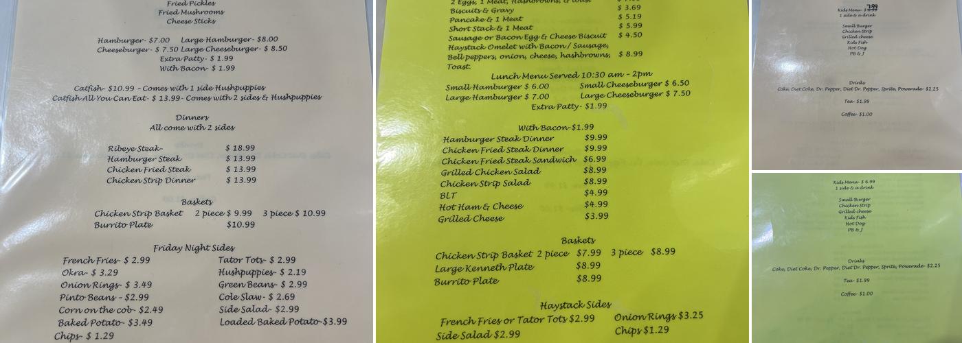 Tiger’s Den Menu