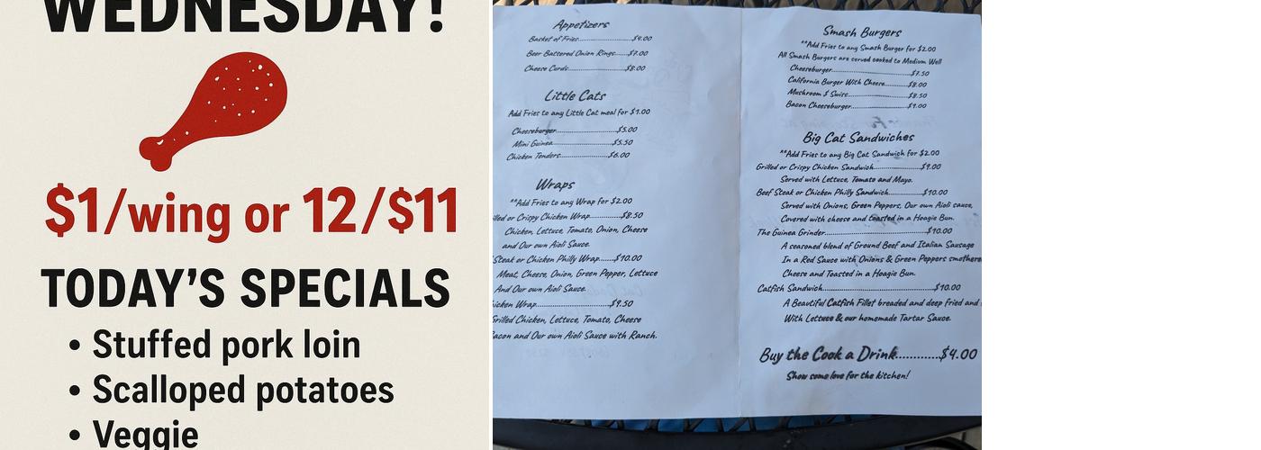 Cat Daddy's Bar & Grill Menu