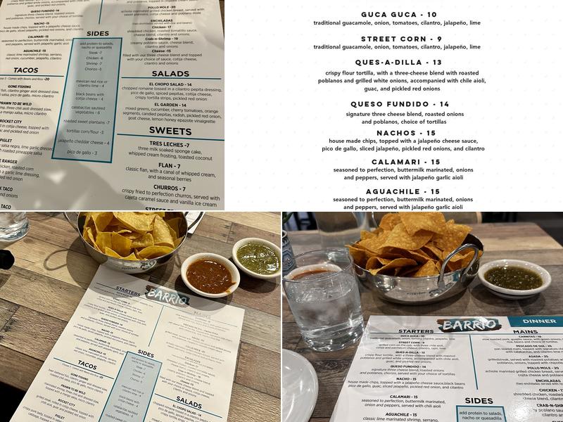 Barrio Modern Mexican Cuisine Menu