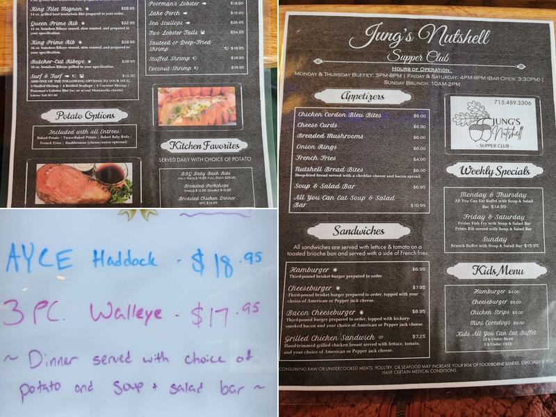 Jung's Nutshell Supper Club Menu