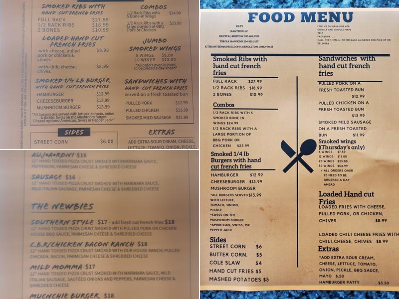 K&T's Kanteen llc Menu